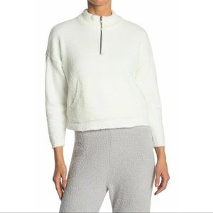 Women's White Half Zip Pullover